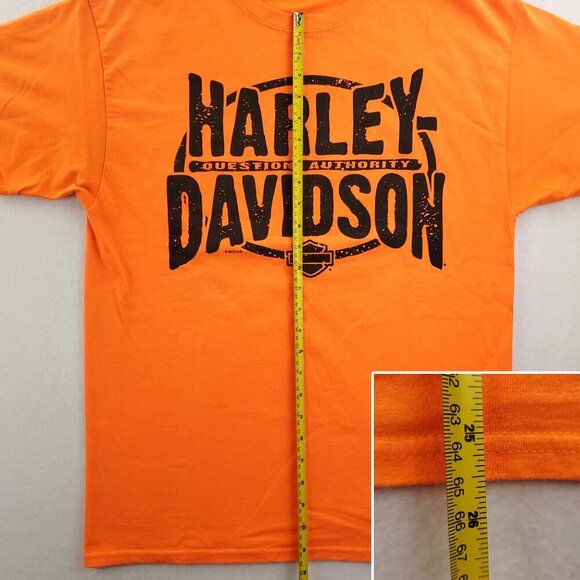 Harley Davidson T-Shirt Question Authority Richmond Virginia Bright Orange XL - Picture 6 of 11